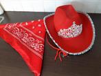 In nieuwstaat cowboyhoed en zakdoek rood erg mooi!, Hobby en Vrije tijd, Feestartikelen, Ophalen of Verzenden, Zo goed als nieuw