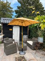 Luxe & nette tuinset, bank, 2 stoelen en tafel, bruin wicker, Tuin en Terras, Tuinsets en Loungesets, Kunststof, Bank, Gebruikt