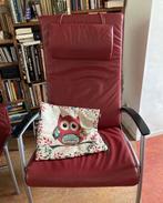 Kebe Danmark roodleren verstelbare fauteuil met hocker, Ophalen, Gebruikt, Vintage, 50 tot 75 cm