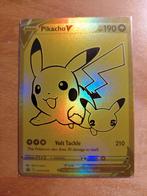 Pikachu V Gouden Pokémon Kaart - SWSH145, Ophalen of Verzenden, Zo goed als nieuw, Losse kaart, Foil