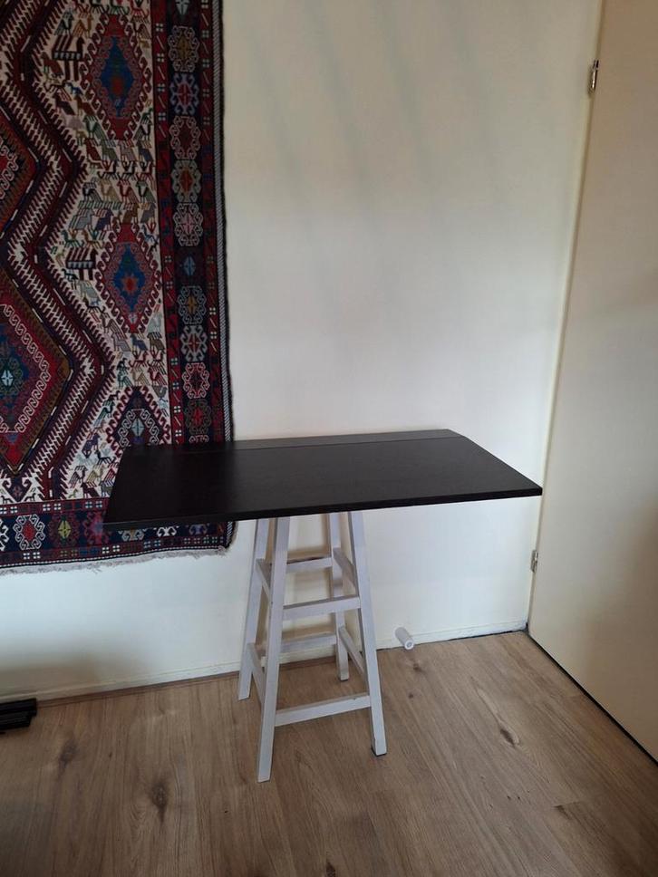 IKEA zwart opklaptafel Bjursta, Huis en Inrichting, Tafels | Eettafels, Zo goed als nieuw, 50 tot 100 cm, 50 tot 100 cm, Rechthoekig