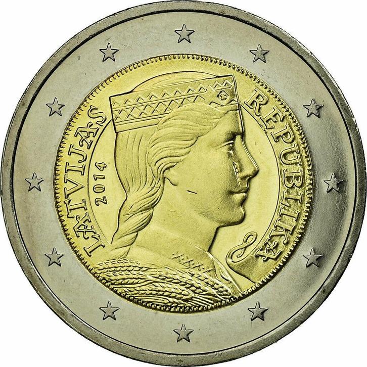 2 Euro munt LETLAND 2014 "Lets Meisje" in UNC Kwaliteit., Postzegels en Munten, Munten | Europa | Euromunten, 2 euro, Overige landen