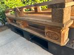 2x houten EUR pallets + 1x plastic pallet, Ophalen of Verzenden, Gebruikt, Minder dan 200 cm, Pallet