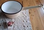 Frans brocante creme emaille steelpan met zwart randje, Antiek en Kunst, Curiosa en Brocante, Ophalen of Verzenden