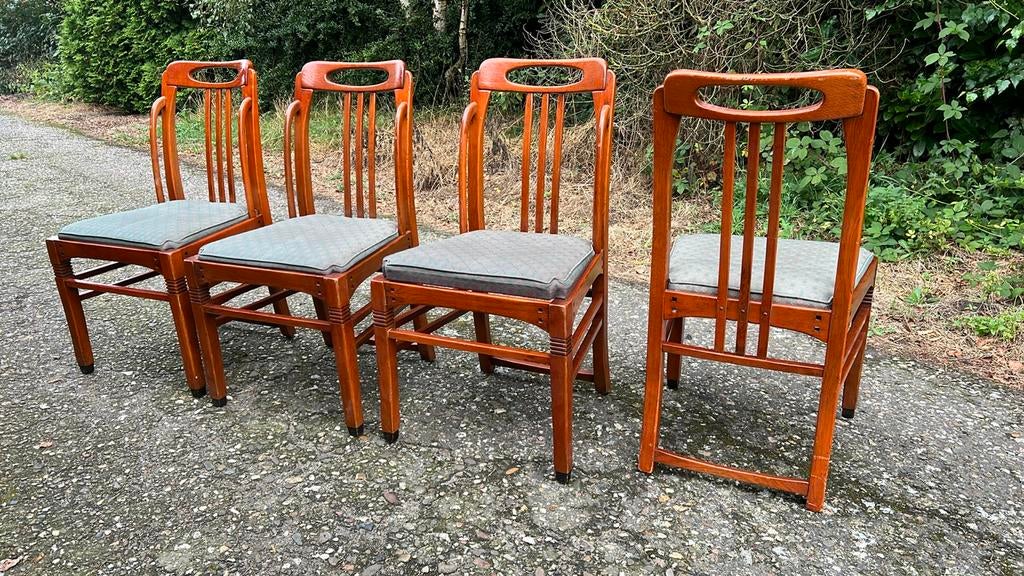 4 Schuitema Jugendstil Eetkamerstoelen, Antiek en Kunst, Antiek | Meubels | Stoelen en Banken, Ophalen