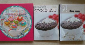 Receptenboeken: cupcakes, chocolade, muffins. 3 Boeken.