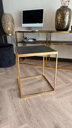 Richmond Interiors Bijzettafel Blackbone Vierkant Zwart/Goud, Huis en Inrichting, Minder dan 45 cm, Minder dan 55 cm, Metaal of Aluminium