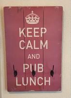 Wandbord met Haken - Keep Calm and Pub Lunch, Huis en Inrichting, Woonaccessoires | Tekstborden en Spreuken, Ophalen, Gebruikt
