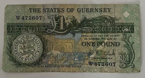 Guernsey 1 pond gebruikte staat, Postzegels en Munten, Bankbiljetten | Europa | Niet-Eurobiljetten, Los biljet, Overige landen