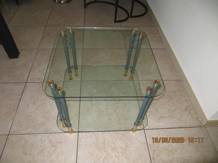 glazen design salontafeltje, Huis en Inrichting, Tafels | Salontafels, Zo goed als nieuw, Minder dan 50 cm, 50 tot 100 cm, 50 tot 100 cm