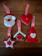 5 Zelfgemaakte vilten kersthangers, Ophalen, Nieuw