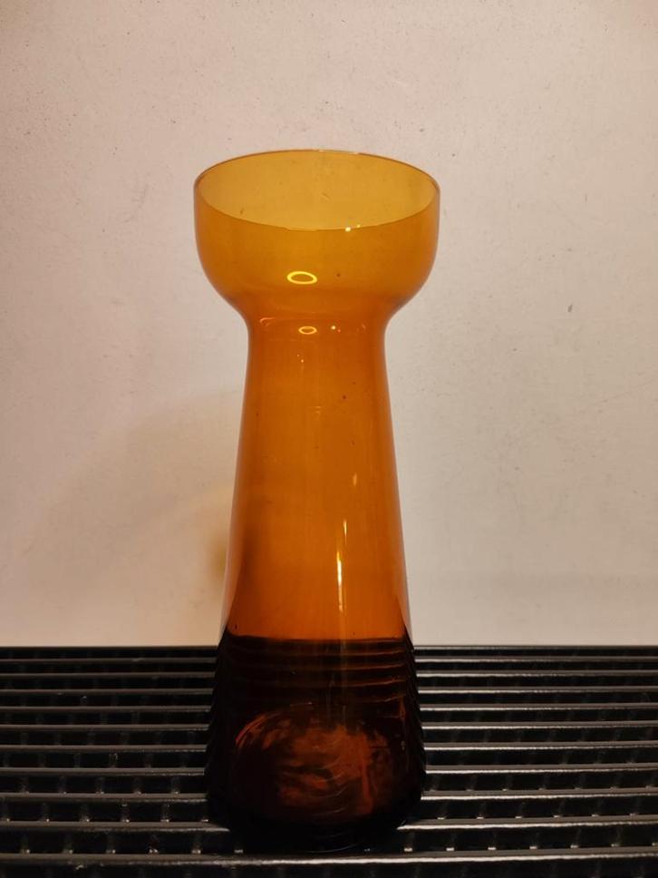 Vintage amberkleurig glazen hyacintglas/bolglss, 20 cm, Antiek en Kunst, Antiek | Glas en Kristal, Ophalen of Verzenden