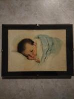 Vintage Lijstje Slapende Baby - 18x13cm, Antiek en Kunst, Ophalen of Verzenden