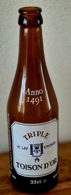 zeer oude lege fles triple TOISON D OR collector's item, Ophalen of Verzenden, Zo goed als nieuw, Flesje(s), Overige merken