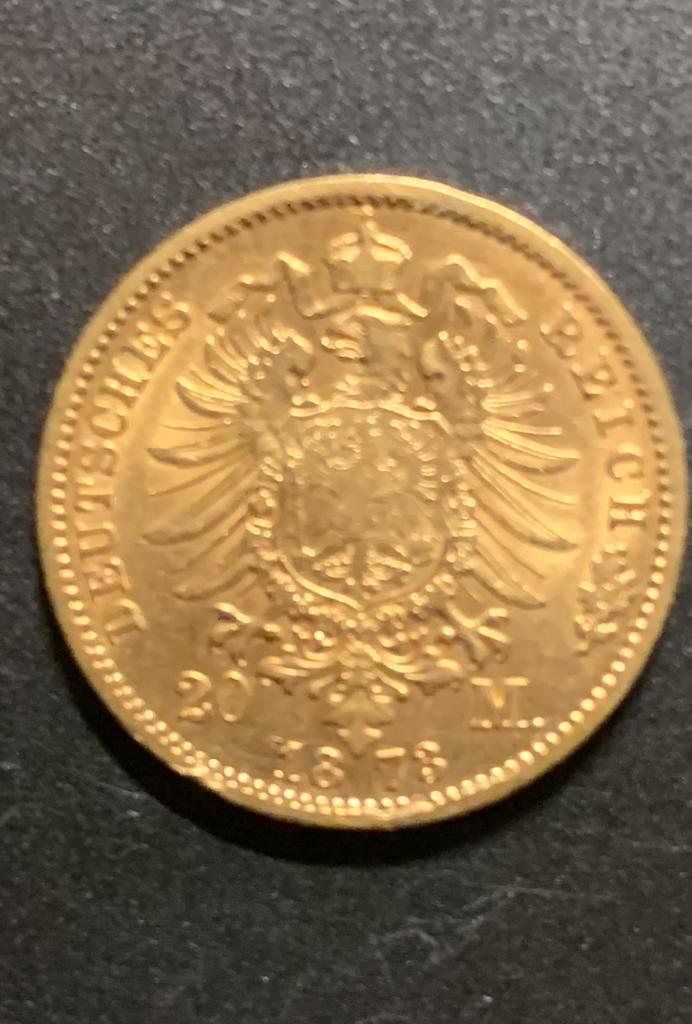 Duitse 20 Mark Goud 1873 22k, Postzegels en Munten, Munten | Europa | Niet-Euromunten, Losse munt, Duitsland, Goud, Ophalen of Verzenden
