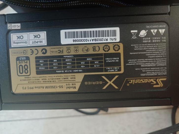 Seasonic x series ss-1250xm incl 12whpwr kabel, Computers en Software, Interne voedingen, Zo goed als nieuw, Ophalen of Verzenden