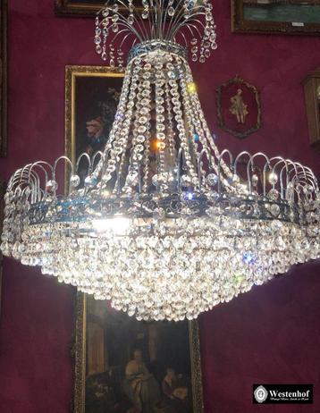 Kristallen kroonluchter swarovski zakkroonluchter zilver  beschikbaar voor biedingen