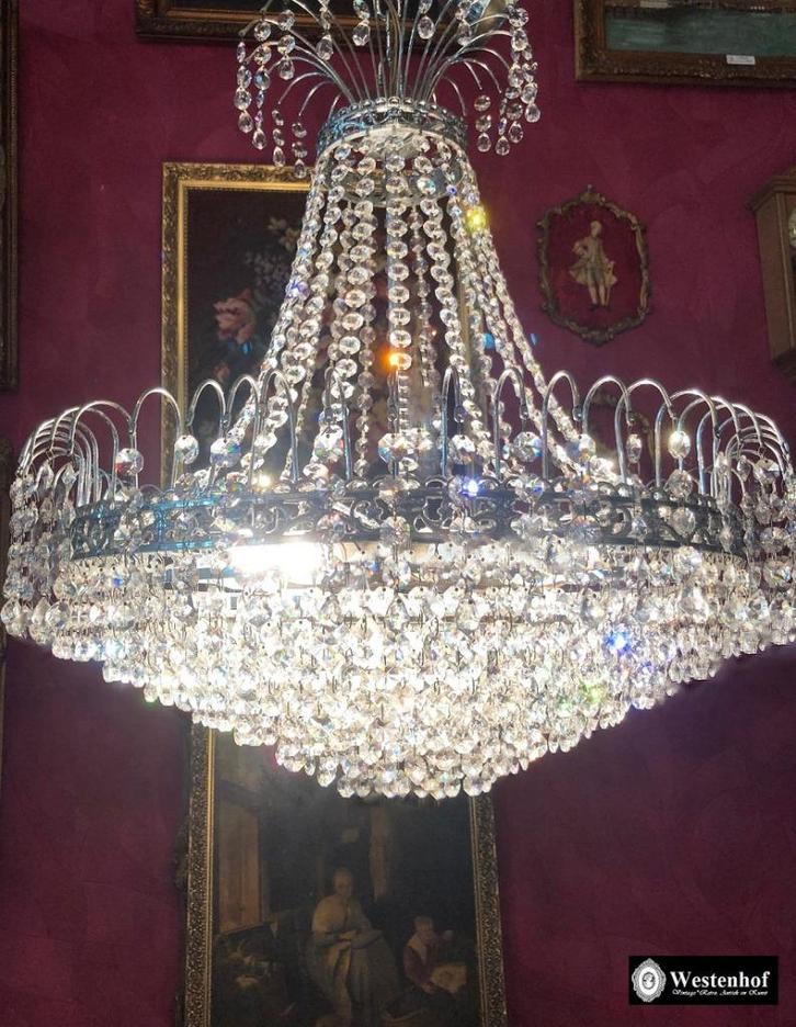 Kristallen kroonluchter swarovski zakkroonluchter zilver, Huis en Inrichting, Lampen | Kroonluchters, Overige materialen, Ophalen of Verzenden