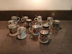 snaps borrelglaasjes met tinnen deksels, 13 stuks, Ophalen of Verzenden