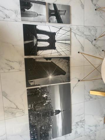 Set 7x Zwart-Wit Wanddecoratie/schilderij– New York Skyline beschikbaar voor biedingen