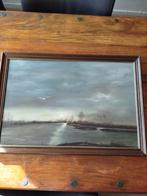 Olieverfschilderij: Visser aan de Waterkant, Antiek en Kunst, Kunst | Schilderijen | Klassiek, Ophalen of Verzenden