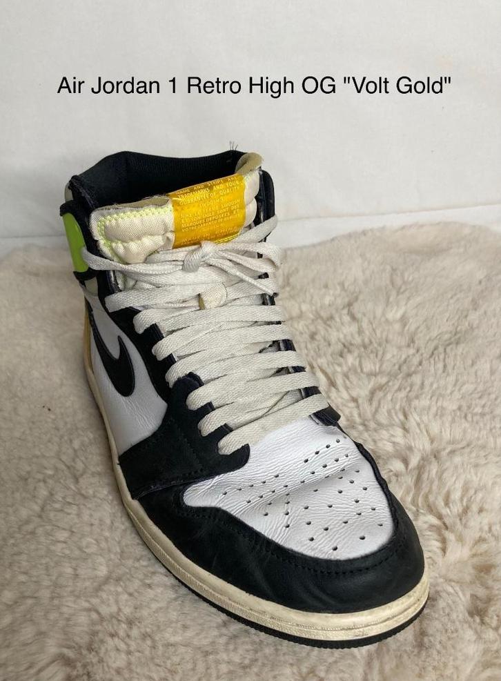 Air Jordan 1 Retro High OG "Volt Gold" Maat 44, Kleding | Heren, Schoenen, Gedragen, Sneakers of Gympen, Overige kleuren, Ophalen of Verzenden