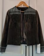 Lederen Suede Jas met Franjes - Maat M, Maat 38/40 (M), WE, Zwart, Nieuw