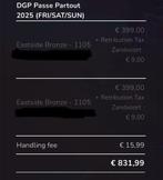 2 passepartouts vr-za-zo Eastside 1 GP Zandvoort Formule 1, Tickets en Kaartjes, Twee personen, Augustus