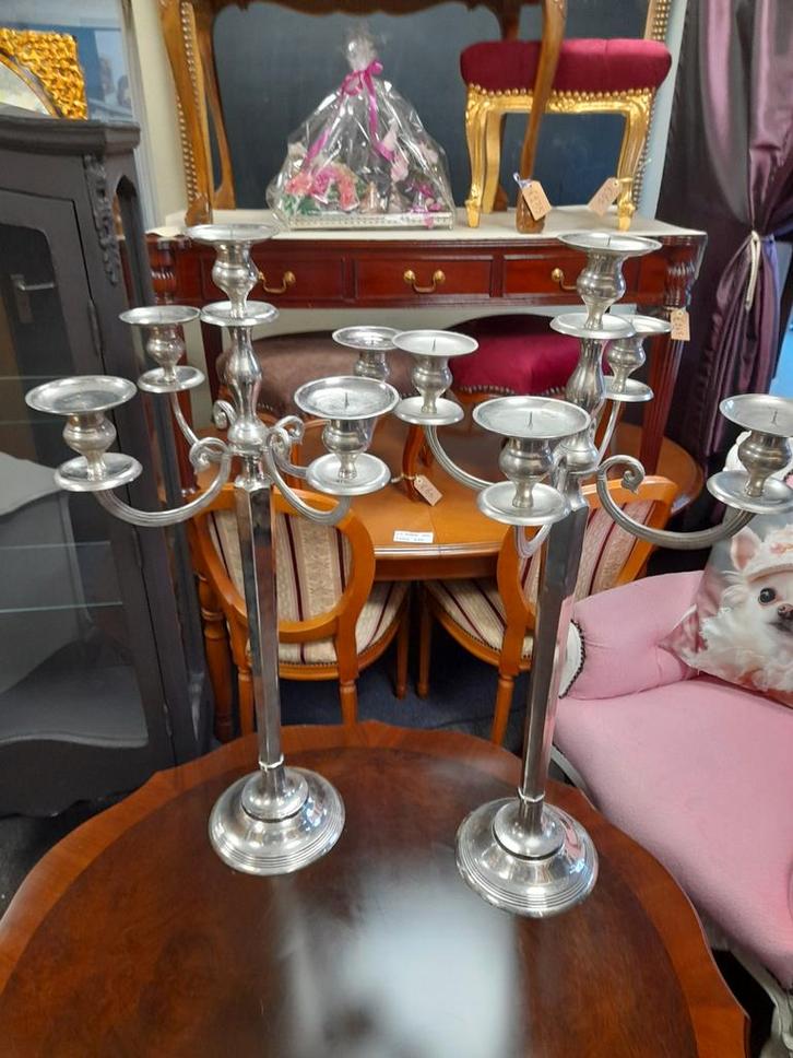 2 hoge kandelaars  ca 1 meter hoog 65.00 p.s, Antiek en Kunst, Antiek | Kandelaars, Koper of Brons, Ophalen of Verzenden