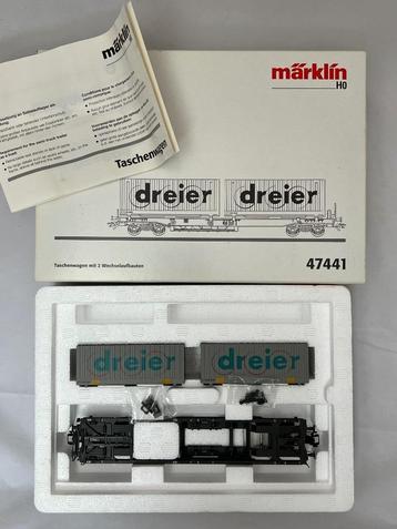 Märklin, 47441, HUPAC SBB draagwagen, 2 wisselbakken Dreier. beschikbaar voor biedingen