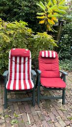 Twee hartman inklapbare groene tuinstoelen ligstoelen kussen, Tuin en Terras, Tuinstoelen, Ophalen, Zo goed als nieuw, Kunststof