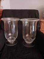 Twee glazen windlichten, Overige kleuren, Ophalen of Verzenden, Minder dan 50 cm, Glas