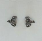 Zilveren oorclips met markasiet steentjes, Sieraden, Tassen en Uiterlijk, Oorbellen, Gebruikt, Ophalen of Verzenden, Met edelsteen