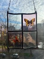 Glas in lood vlinder, rups, vogel, Gebruikt, Minder dan 80 cm, Ophalen of Verzenden, Glasplaat