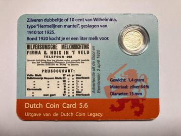 Dutch Coin Card 5.6. Dubbeltje Wilhelmina-Hermelijnen mantel beschikbaar voor biedingen