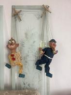 Antieke 1910 marionet poppen bobby en clown met hout porsel, Antiek en Kunst, Antiek | Speelgoed, Ophalen of Verzenden