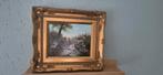 Antiek Schilderij met Gouden Lijst, Ophalen of Verzenden