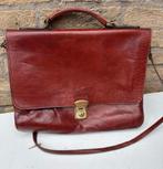 Aktetas bruin leder met schouderband 36x27 cm, Sieraden, Tassen en Uiterlijk, Tassen | Schooltassen, 30 tot 40 cm, Bruin, Aktetas of Boekentas