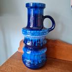 Vintage vaas 47 cm.hoog W.Germany, jaren 60 blauw glazuur, Ophalen