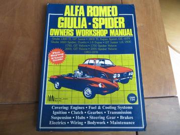 Workshop manual vraagbaak Alfa Romeo Giulia GT  GTV Spider beschikbaar voor biedingen
