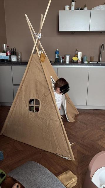 Tipi tent incl. opbergtas - 120x120x160 cm - Okergeel beschikbaar voor biedingen