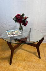 Gratis bezorging! Mid-Century Retro Vintage Teak Salontafel, Gebruikt, 50 tot 100 cm, -, Glas