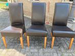 3 eetkamerstoelen te koop, Ophalen, Leer, Zo goed als nieuw, Drie