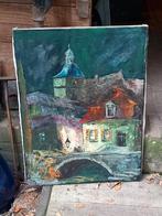 Oud schilderij olieverf op doek 80 x 60, Ophalen of Verzenden
