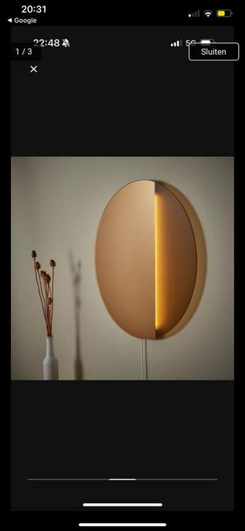VARMBLIXT Led-wand-/spiegellamp, dimbaar/bronskleurig rond beschikbaar voor biedingen