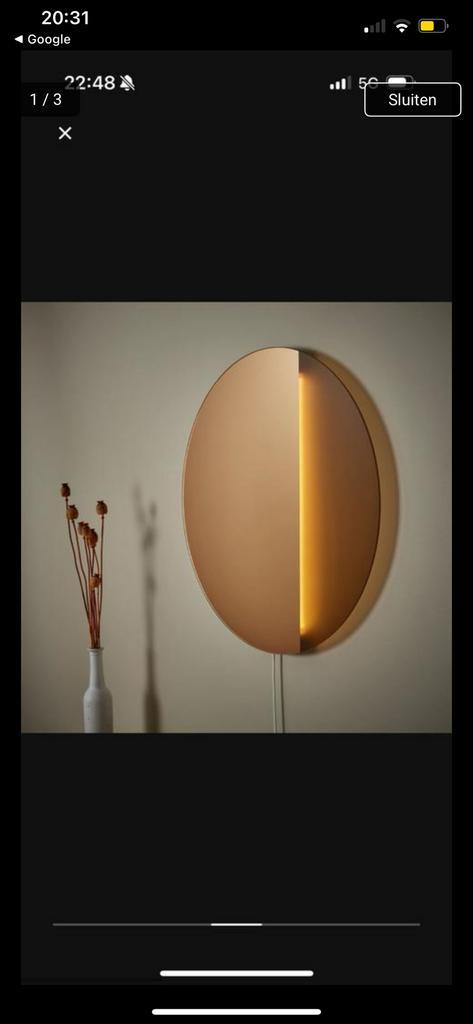 VARMBLIXT Led-wand-/spiegellamp, dimbaar/bronskleurig rond, Huis en Inrichting, Woonaccessoires | Spiegels, Zo goed als nieuw