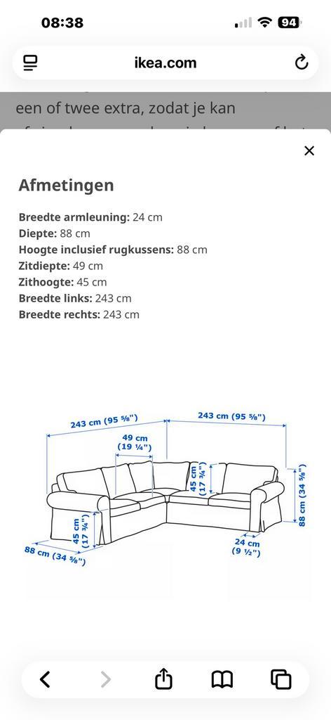 Ektorp hoekbank, Huis en Inrichting, Banken | Bankstellen, Gebruikt, Vierpersoons of meer, Ophalen of Verzenden