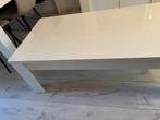 Moderne witte salon tafel, Kunststof, 100 tot 150 cm, Zo goed als nieuw, Vier personen
