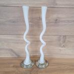 Set gedraaide witte vaasjes uit de jaren 80, 38 cm hoog, Huis en Inrichting, Woonaccessoires | Vazen, Niks, Wit, Ophalen of Verzenden