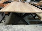 Brede eettafel/vergadertafel 12P nieuw 240x140 Halifax eiken, Ophalen, 100 tot 150 cm, Vijf personen of meer, Rechthoekig